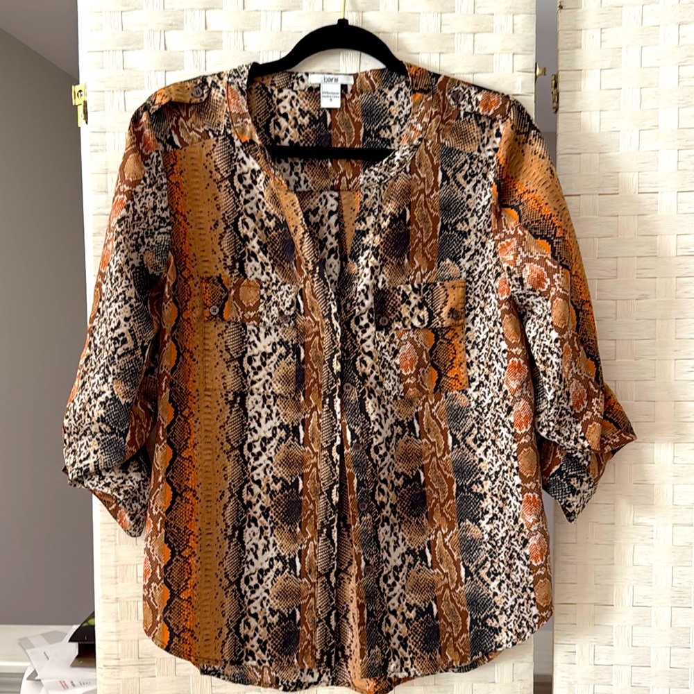 Bar III - Snake skinned print shirt-Size Small